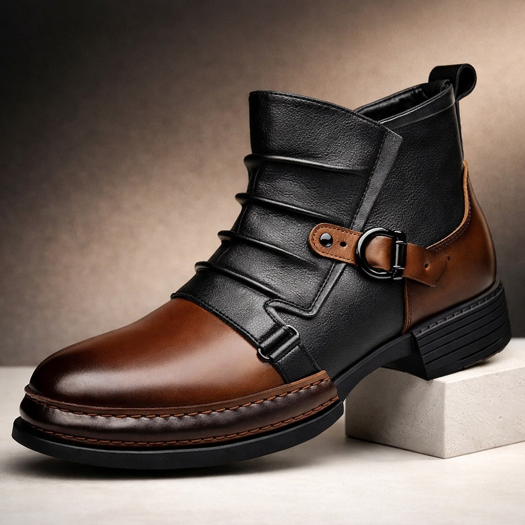 Raffaele Leather Strap Ankle Boot